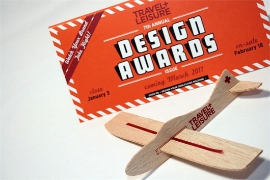 Travel + Leisure Design Awards 2011 Mailer - FPO: For Print Only #packaging #aeroplane #design #travel #template #typography