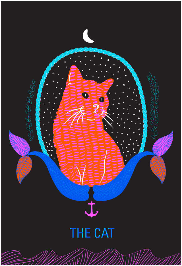 The Moral Compass - meganprycedesigns.com #zine #pink #design #fish #cat #black #mermaid #drawing #book #illustration #sea #stars #moon #animal #sketch #typography
