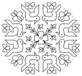 Bird And Flower Combination Design.