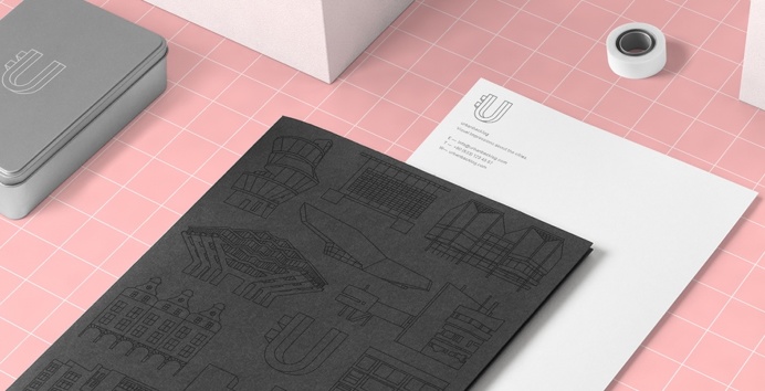 Urbanbacklog – branding corporate design visual identity stationery logo logotype print business card poster tote bag shirt printed pink m
