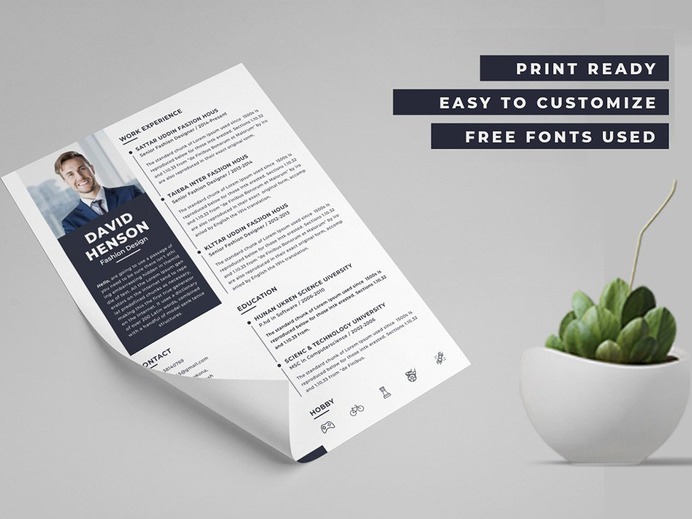 Free Modern PSD Resume Template