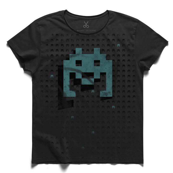 #multiplayer #gray #tee #tshirt #game #spaceinvaders #player #computer #commodore #atari