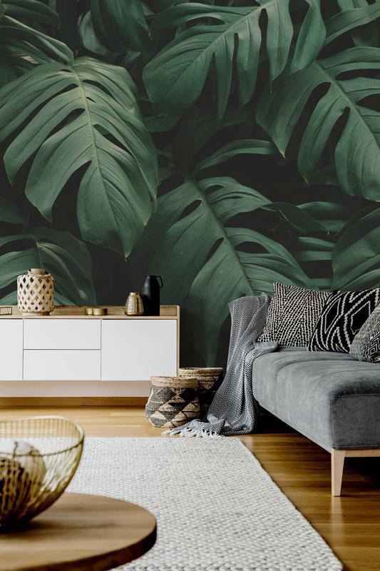 Dark Leaves Wall Mural-Textures-Eazywallz