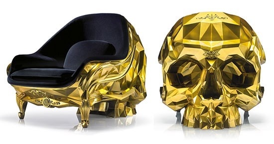 Gold Skull Armchair by Harow