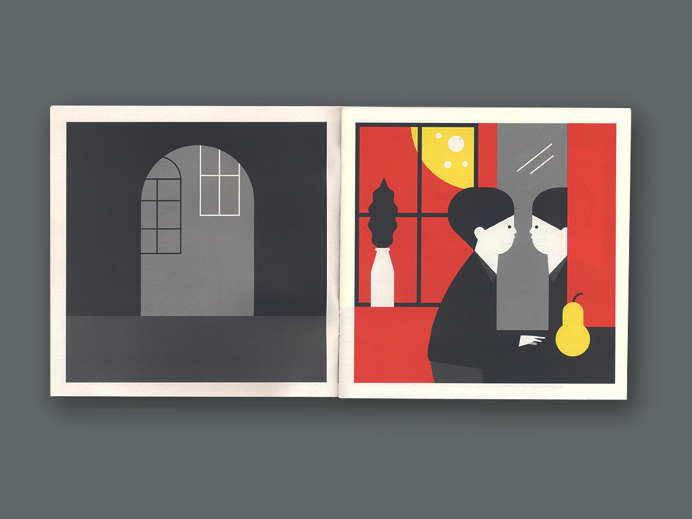 illustration, red, black, yellow, simple, mirror