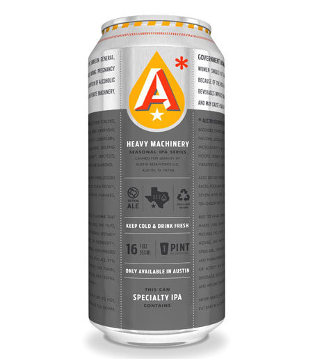 Austin Beerworks Heavy Machinery IPA Cans #packaging #beer #can #label