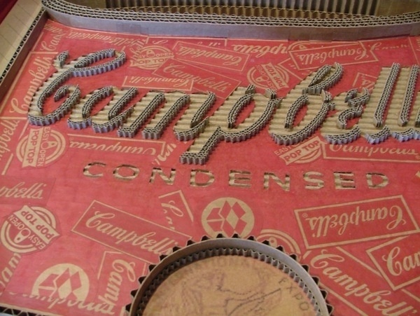 Logos Created from Corrugated Cardboard - 1-800-Recycling #soup #campbells #recreated #recycling #logo
