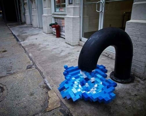 Pixel Pour 2.0: Digital Water Stuck in Mid-Spill | WebUrbanist