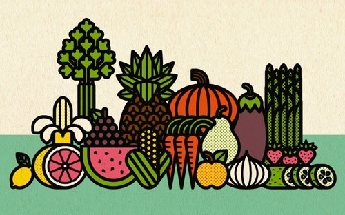 Fruits & Veggies print « BURLESQUE OF NORTH AMERICA #illustration
