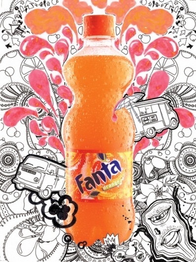 Hee K. Chun #line #fresh #orange #drawing #fanta #hand