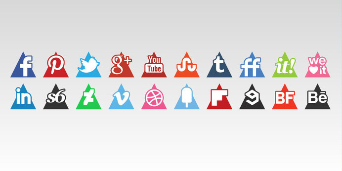 Triangles Icons Set #media #icons #triangles #social