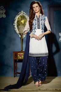 White& Blue Patiala Suit