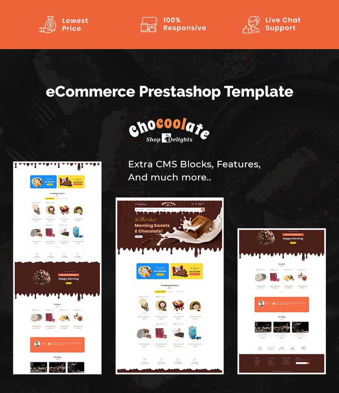 #Chocolate - #Delights & #Dairy Shop - #Prestashop #Responsive #Theme | #TemplateTrip #eCommerce #Website #Design #Template