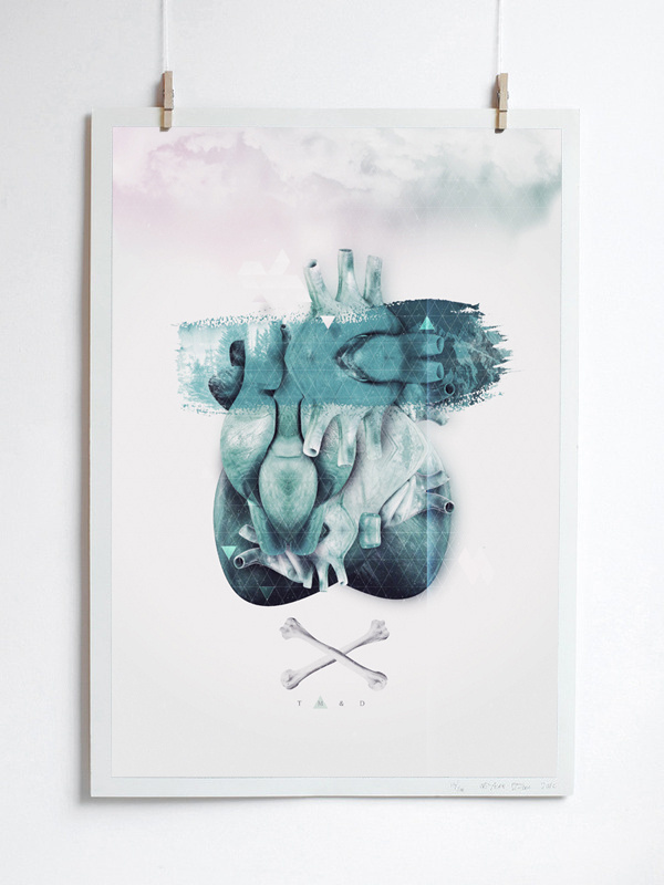 Orgy of Hearts on Behance #subtle #poster #hearts #bones #collage