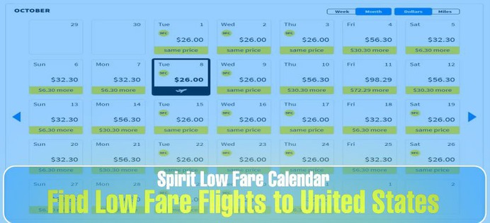 Spirit Low Fare Calendar: Flight Deal Finder +1-877-681-0056- All you need to know