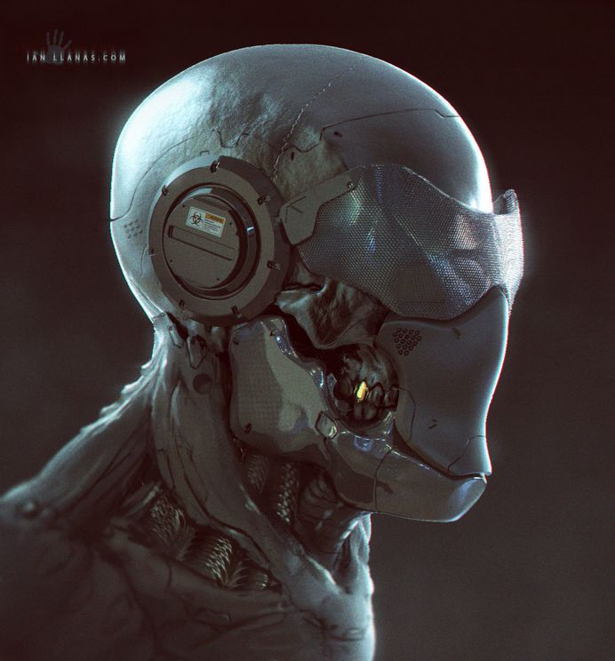 ArtStation - Cyborg Face sketch, by Ian Llanas