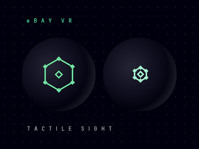 eBay VR - Tactile Sight Interaction #vr #virtualReality #ui #ux #ebay #futuristic #animation #dark #fluo #cursor
