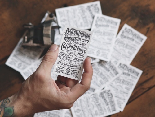 Business cards for Expert Americana Tattooing by Two Arms Inc. #design #graphic #vintage #typography