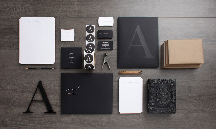 Logo, stationery and stickers designed by La Tortilleria for home furnishing retailer and interior design service Accents #branding