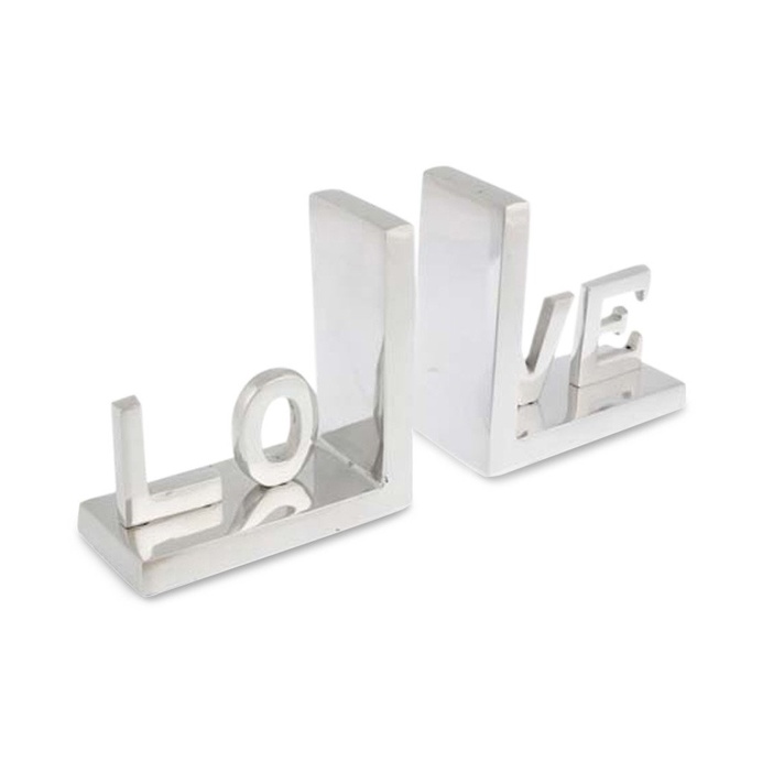 Aluminium Bookends "Love" Set of 2, 5cm x 14cm