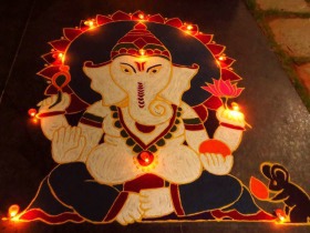 Lord Ganesh rangli design specially for diwali
