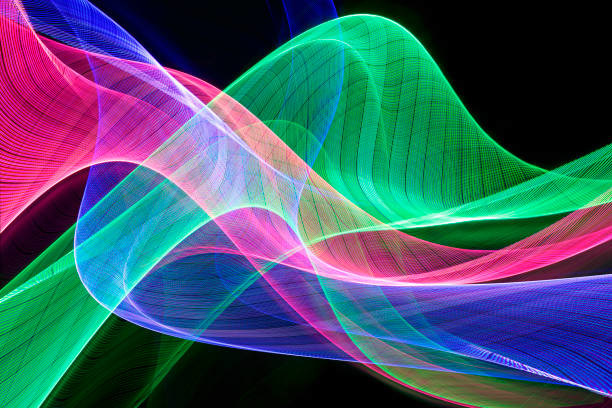 Flowing multicolor abstract light beams