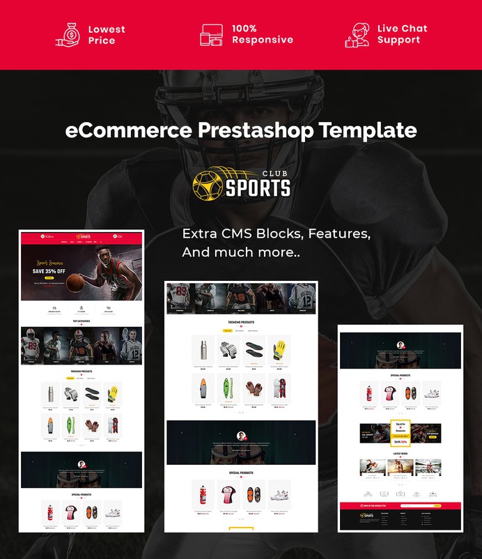 #Sports Club & #Equipment - #Prestashop #Responsive #Theme | #TemplateTrip #eCommerce #Website #Design #Template
