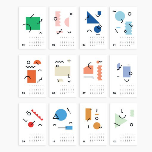 Mini Art Calendar The Mini Art Calendar is a minimalist's dream come true! With squiggles and shapes of modern elegance, this calendar is not only aesthetically pleasing but also eco-friendly. It is made out of sustainably sourced tree-free paper.