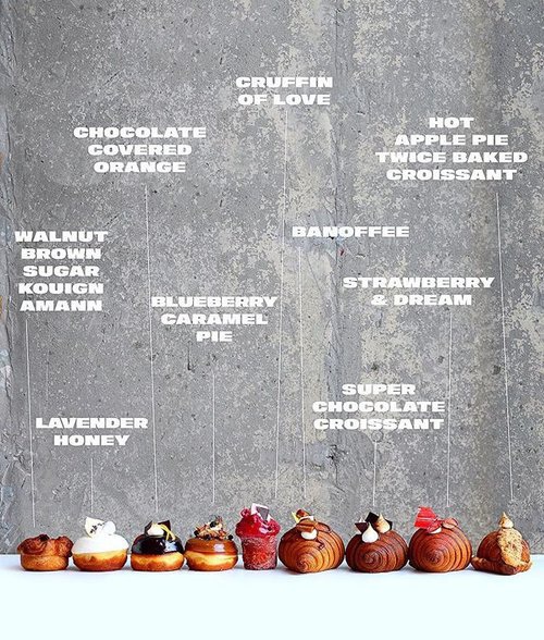 🚨❤️Our valentines gift: FEBRUARY MENU DROP🚨❤️ 'The Flavors We Love Edition.' Available Now! (Also our first ever HOT Sweet Croissant - and pretty sure our best one ever) ok here it goes from left to right: BROWN SUGAR & WALNUT KOUIGN AMANN. LAVENDER & HONEY DOUGHNUT. CHOCOLATE COVERED ORANGE DOUGHNUT. BLUEBERRY & CARAMEL PIE DOUGHNUT. CRUFFIN OF LOVE. BANOFFEE CROISSANT. SUPERMOON CHOCOLATE CROISSANT. STRAWBERRY & DREAM CROISSANT. HOT APPLE PIE TWICE-BAKED CROISSANT. and some SALTY croissants that didnt fit in the photo too: REUBEN CROISSANT. EGGPLANT, HUMMUS & ZA'ATAR CROISSANT. And some of the regulars are still hanging around: BANANA SPLIT SUNDAE TWICE BAKED CROISSANT. PEANUT BUTTER & JELLY TWICE BAKED CROISSANT. CROQUE MONSIEUR TWICE BAKED CROISSANT. TRADITIONAL CROISSANT. TRADITIONAL KOUIGN AMANN. PAIN AU CHOCOLAT. ALMOND CROISSANT #croissant #supermoonbakehouse #donut #doughnuts #valentines