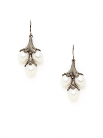Freshwater Pearl & CZ Earrings by Tara Pearls brought to you by Gilt #pearl #earrings