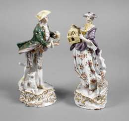 Frankenthal shepherd and shepherdess with bird Bauer #Sets #Teasets #Porcelainsets #Antiqueplates #Plates #Wallplates #Figures #Porcelainfigurines #porcelain