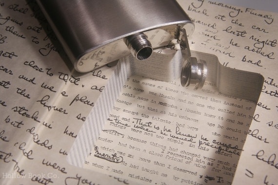 Hollow Book Safe & Hidden Flask Under Kilimanjaro by HollowBookCo #hollowed #ernest #safe #flask #hemingway #book #out #cursive #hollow
