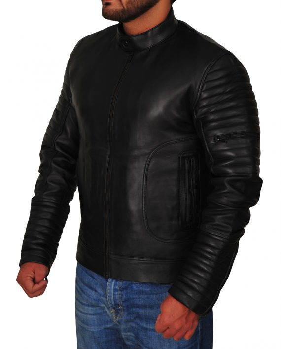 Men's Motorcycle Padded Design Leather Jacket (5) F-L-C