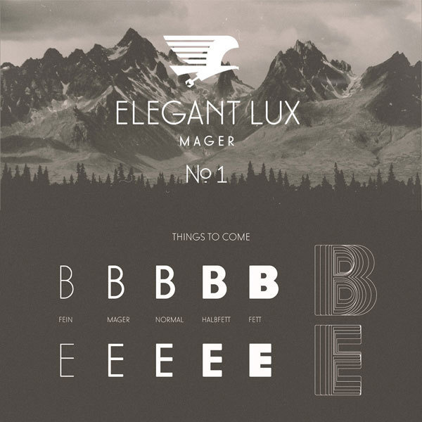 The elegant Lux Mager font by Wir Sind Schoener - free demo download. #mountains #typography