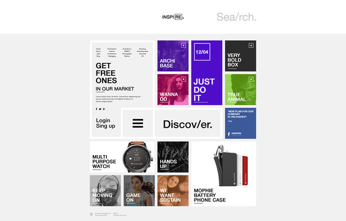 INSPIRE Website #layout #squares #distribute