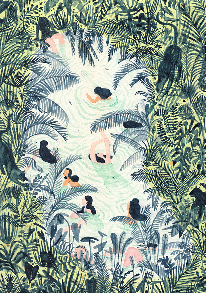 MONICA RAMOS: [ river / lake / spring ] paintings from the group... #illustration