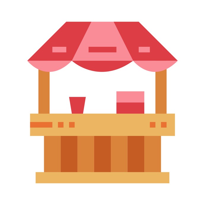See more icon inspiration related to stall, street, stand, food stand, food and restaurant, food stall, carnival, urban, fast food, commerce and food on Flaticon.