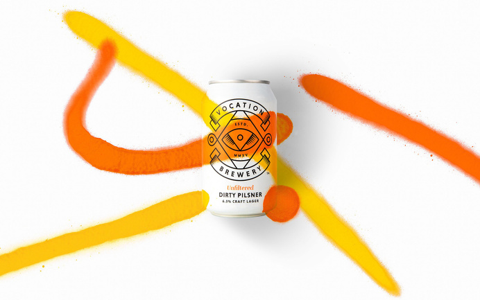 Packaging for Vocation Brewery Craft Lager by Robot Food "Having positioned, named and created the Vocation brand and original line-up in
