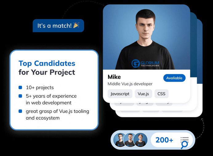 Outsource your Vue.JS app development to Glorium Technologies, or hire our Vue.JS apps developers to fill in the gaps at your projects. Build fast and reliable mobile apps, web applications, and websites.
