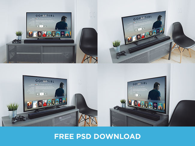 Free Realistic TV Mockups PSD