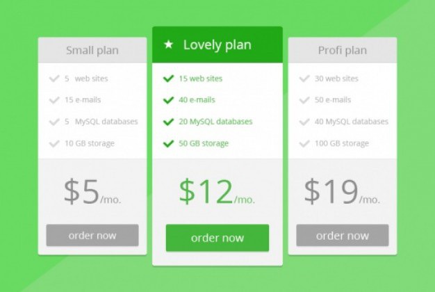 Green price table in flat design Free Psd. See more inspiration related to Business, Design, Cloud, Green, Table, Price, Flat, Flat design, Psd, Price table and Horizontal on Freepik.