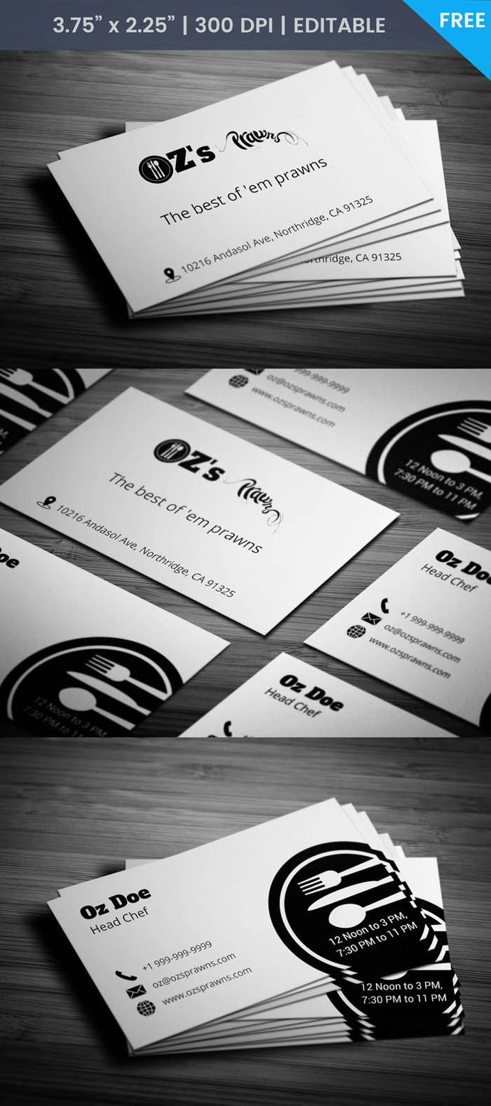 Free Seafood Business Card Template