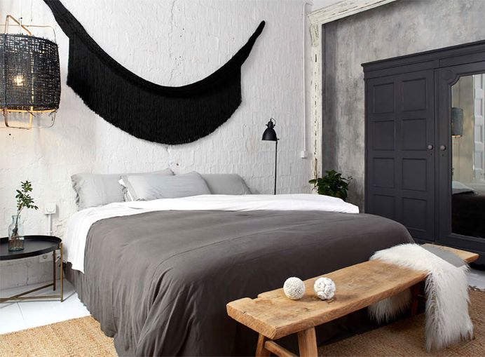 Brick Walls and Wooden Roof Structures Give Character to Barcelona Apartment #bedroom #interior #decor