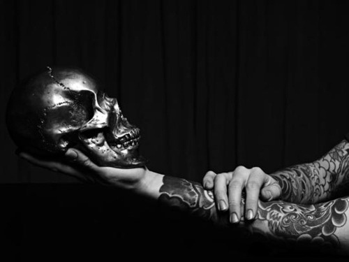 slyAPARTMENT #white #black #tattoo #arms #and #skull #bw