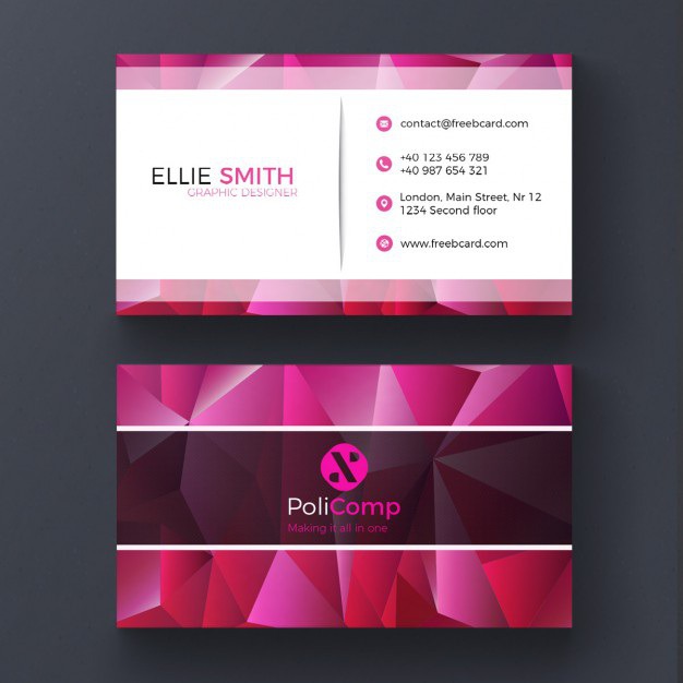 Purple polygonal business card Free Psd. See more inspiration related to Logo, Business card, Mockup, Business, Abstract, Card, Template, Geometric, Office, Visiting card, Shapes, Polygon, Presentation, Stationery, Corporate, Company, Modern, Branding, Polygonal, Visit card, Geometric shapes, Identity, Brand, Abstract shapes and Polygons on Freepik.