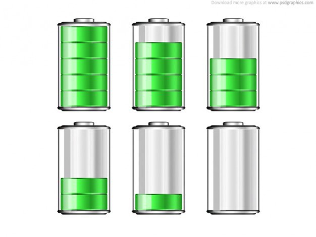 Battery levels icons Free Psd. See more inspiration related to Icon, Icons, Psd, Battery, Gadget, Computers, Horizontal and Levels on Freepik.