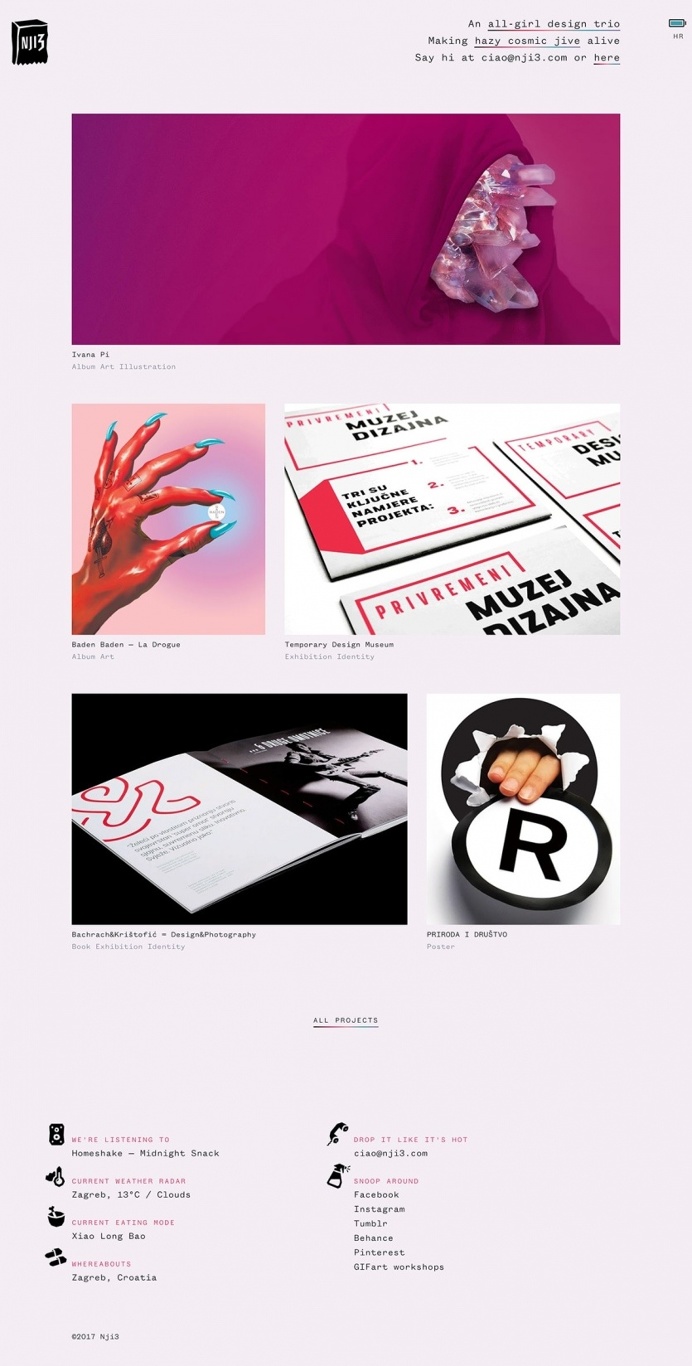 NJI3 - Mindsparkle Mag - NJI3 is an all girl design trio based in Zagreb, Croatia whose website is awarded by Mindsparkle Mag. They do graph