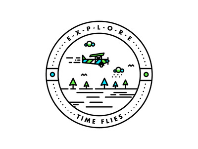 TIME FLIES #badge #line #tree #icon #type #texture #illustration #plane #logo #detail