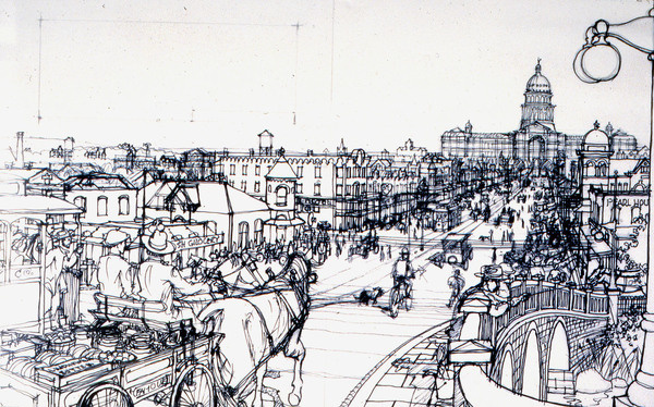 tjshefelman: An Illustration from Rough Sketch to Final Painting #city #illustration
