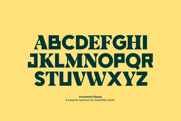 Custom typeface designed by Ragged Edge for short stay hotel Assembly London
